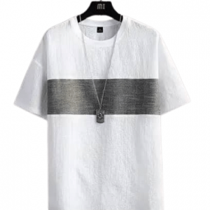 T-Shirt en Coton avec Bande au Centre pour Homme